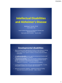Intellectual Disabilities and Alzheimer`s Disease