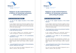 Belgium at the United Nations: a history of fostering consensus and