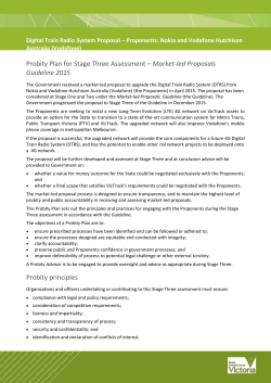 Probity Plan for Stage Three Assessment &ndash; Market