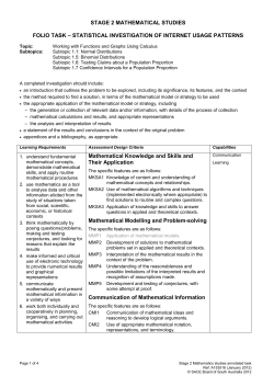 STAGE 2 MATHEMATICAL STUDIES FOLIO TASK &ndash; STATISTICAL