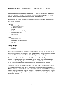 Hydrogen and Fuel Cells Workshop 23 February 2012