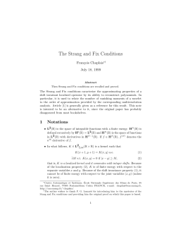 The Strang and Fix Conditions - Centre Automatique et Syst&egrave;mes
