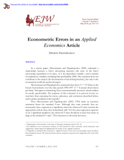 Econometric Errors in an Applied Economics Article