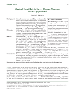 Maximal Heart Rate in Soccer Players: Measured versus Age