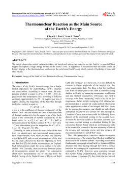 Thermonuclear Reaction as the Main Source of the Earth`s Energy