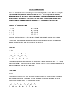 SUBTRACTION STRATEGIES These are strategies that we are
