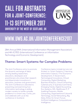 call for abstracts - University of the West of Scotland