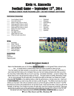 Football Game Performance Day - Packing List