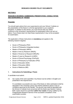 Research Degree Policy Documents Section 3