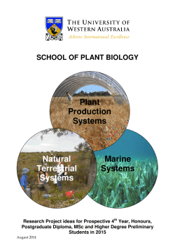 Potential Plant Biology Research Projects for 2015