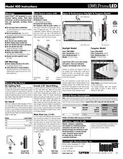 Model 400 Instructions - Lowel