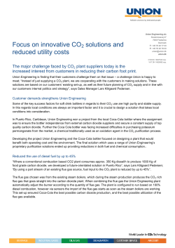 Focus on innovative CO2 solutions and reduced utility costs
