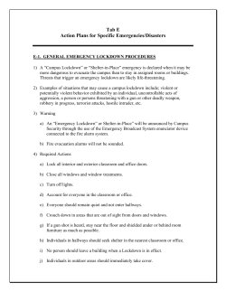 Tab E Action Plans for Specific Emergencies/Disasters