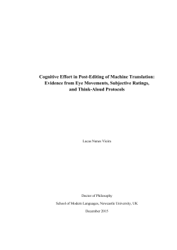 Cognitive Effort in Post-Editing of Machine Translation