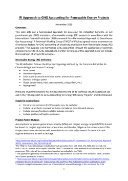 IFI Approach to GHG Accounting for Renewable Energy Projects