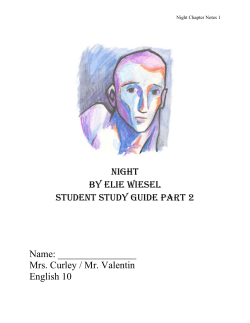 Night Chapter Notes Night By Elie Wiesel Student Study Guide part