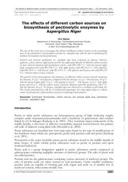 The effects of different carbon sources on biosynthesis of pectinolytic