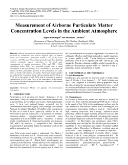 Measurement of Airborne Particulate Matter Concentration Levels in