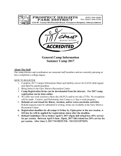 General Camp Information Form - Prospect Heights Park District