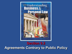 Agreements Contrary to Public Policy Section 9.2 Understanding