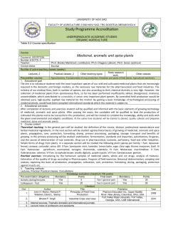 Course: Medicinal, aromatic and spice plants Course id: 3ООП7О35