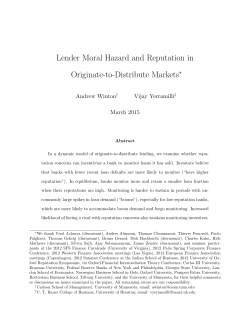 Lender Moral Hazard and Reputation in Originate-to