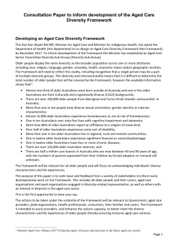 Developing an Aged Care Diversity Framework