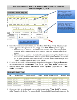 SZADARQ: Audit Request RUNNING BANNER DEGREE AUDITS