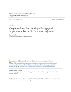 Cognitive Load And Its Major Pedagogical Implications, Focus On