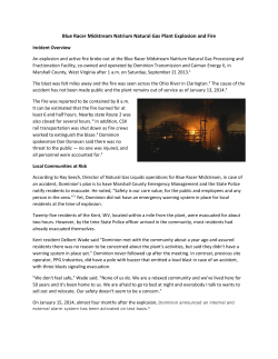 Blue Racer Midstream Natrium Natural Gas Plant Explosion and Fire