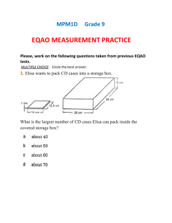MPM1D Grade 9 EQAO MEASUREMENT PRACTICE Please, work