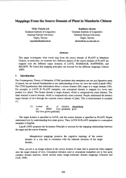Mappings From the Source Domain of Plant in Mandarin Chinese