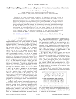 Singlet-triplet splitting, correlation, and entanglement of two