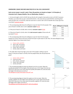 HOMEWORK 3 (BASIC WELFARE ANALYSIS) ECO 41 FALL 2011