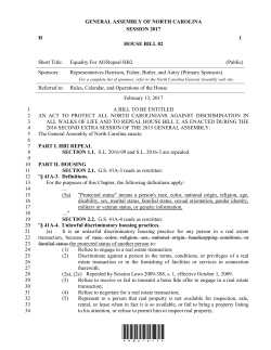 Equality For All/Repeal HB2. - North Carolina General Assembly