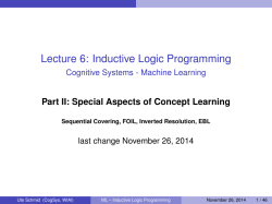 Inductive Logic Programming - Cognitive Systems