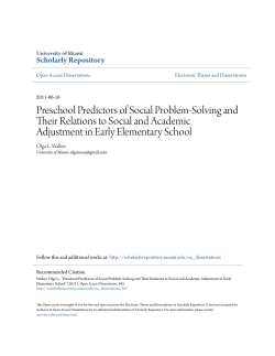 Preschool Predictors of Social Problem