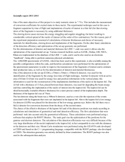 Scientific report 2011-2014 One of the main objectives of this project