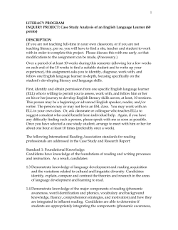 INQUIRY PROJECT: Case Study Analysis of an English Language