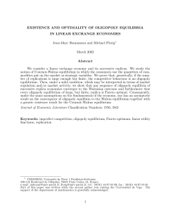 EXISTENCE AND OPTIMALITY OF OLIGOPOLY