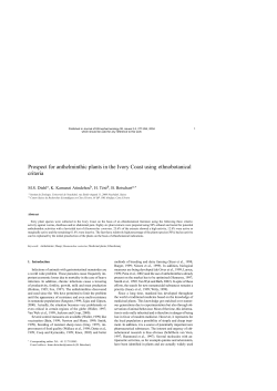 Prospect for anthelminthic plants in the Ivory Coast