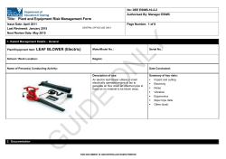 Plant and Equipment Risk Management Form