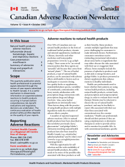 Adverse reactions to natural health products