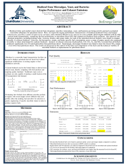 Biodiesel from Microalgae, Yeast, and Bacteria: Engine