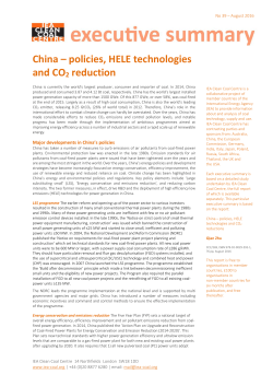 China – policies, HELE technologies and CO2 reductions, CCC/269