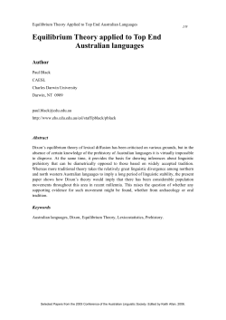 Equilibrium Theory applied to Top End Australian languages