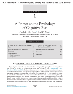A Primer on the Psychology of Cognitive Bias