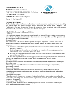 POSITION DESCRIPTION TITLE: Special Events Coordinator