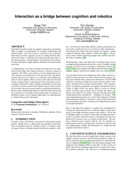 Interaction as a bridge between cognition and robotics