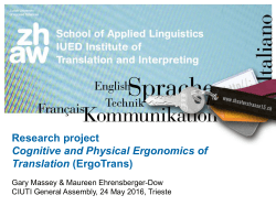 Research project Cognitive and Physical Ergonomics of